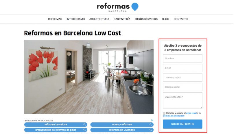 ejemplo lead reformas barcelona