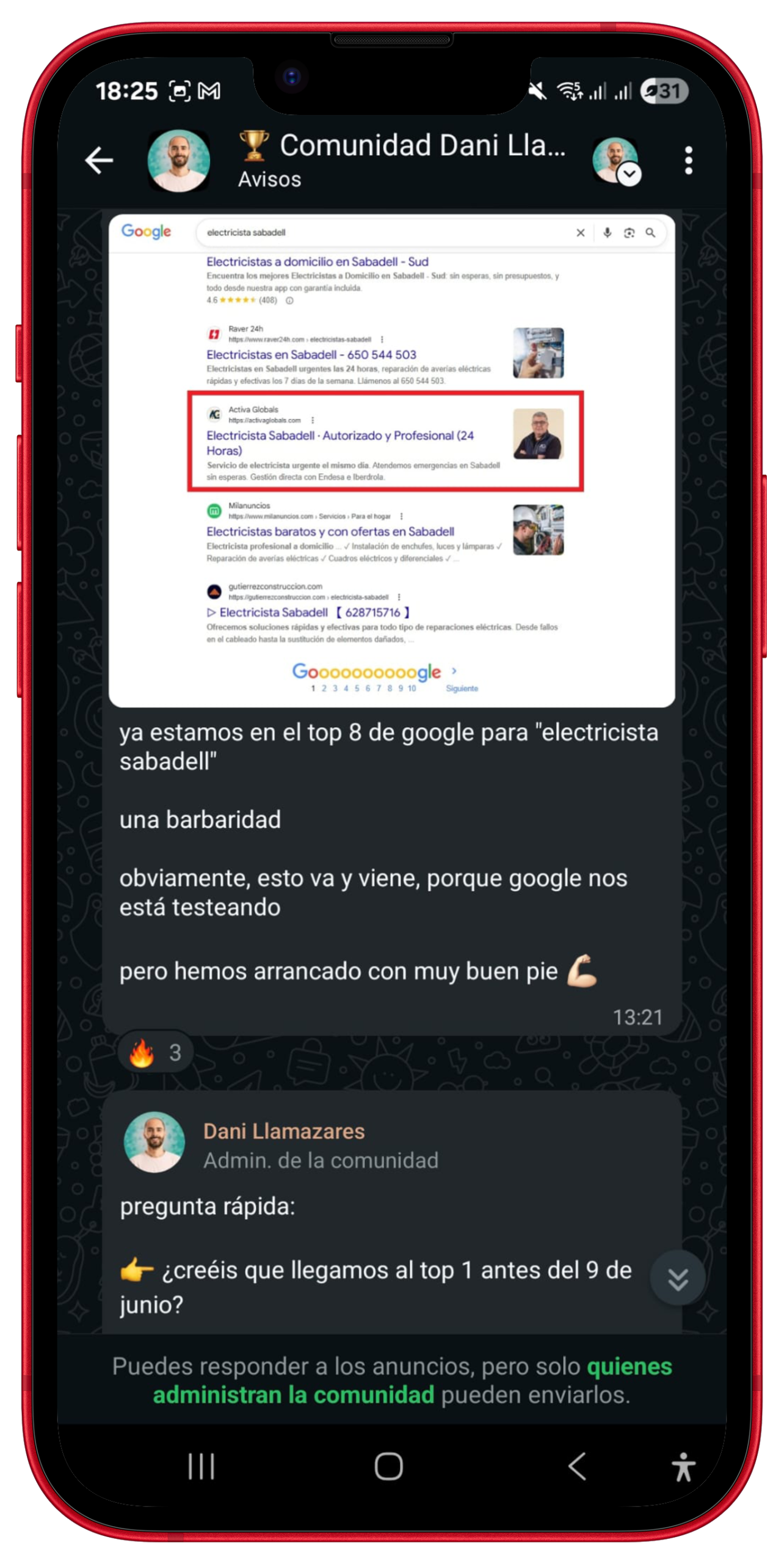 Comunidad Dani Llamazares en WhatsApp